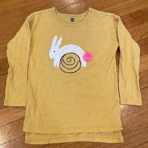 Tea Collection yellow bunny cotton long sleeve tee size 6